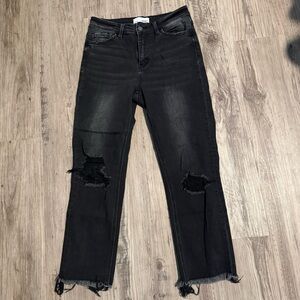 Velvet Black Distressed Ankle Jeans